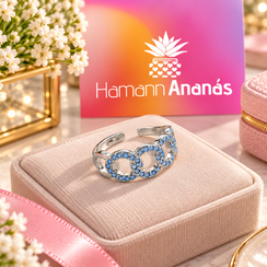 Anillo zircones azules