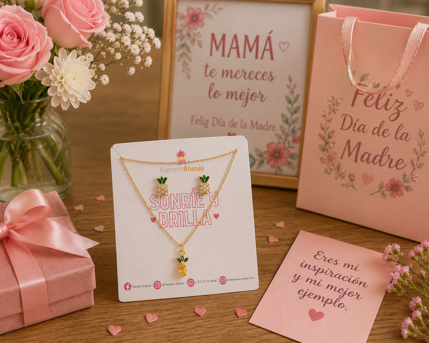 Set cadena+aretes piña