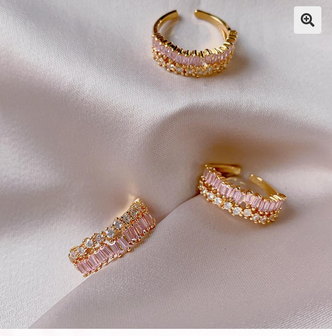 Anillo Zircones Rosa