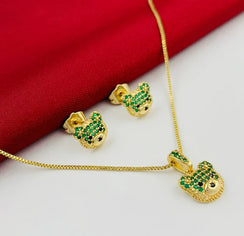 Set cadena+dije+aretes oso