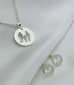 Set cadena+dije+aretes Sagrada familia