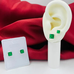 Topo cuadrado circon verde Platizado