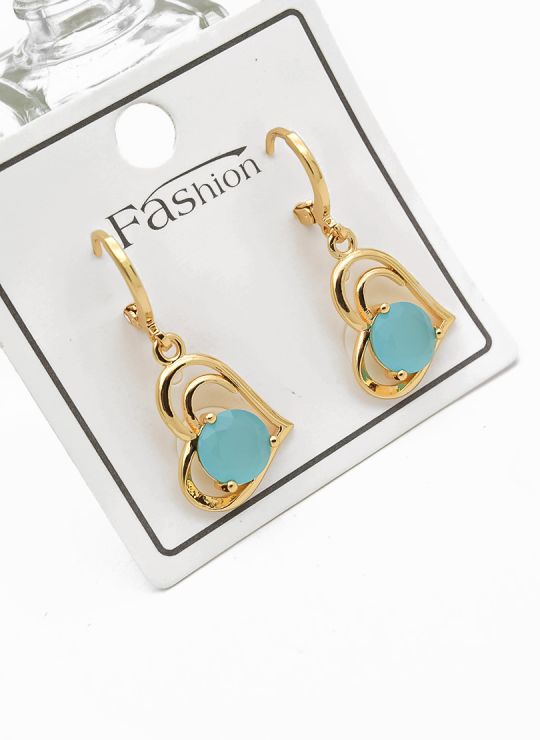Aretes corazon piedra azul agua marina