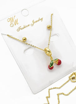 Set Cadena+Dije Cerezas+Topos balin